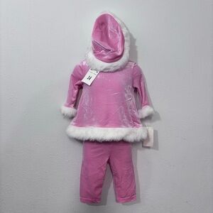Baby Bonnie Jean Glittery Christmas 2 pc suit w/ Hat size 3/6 months New